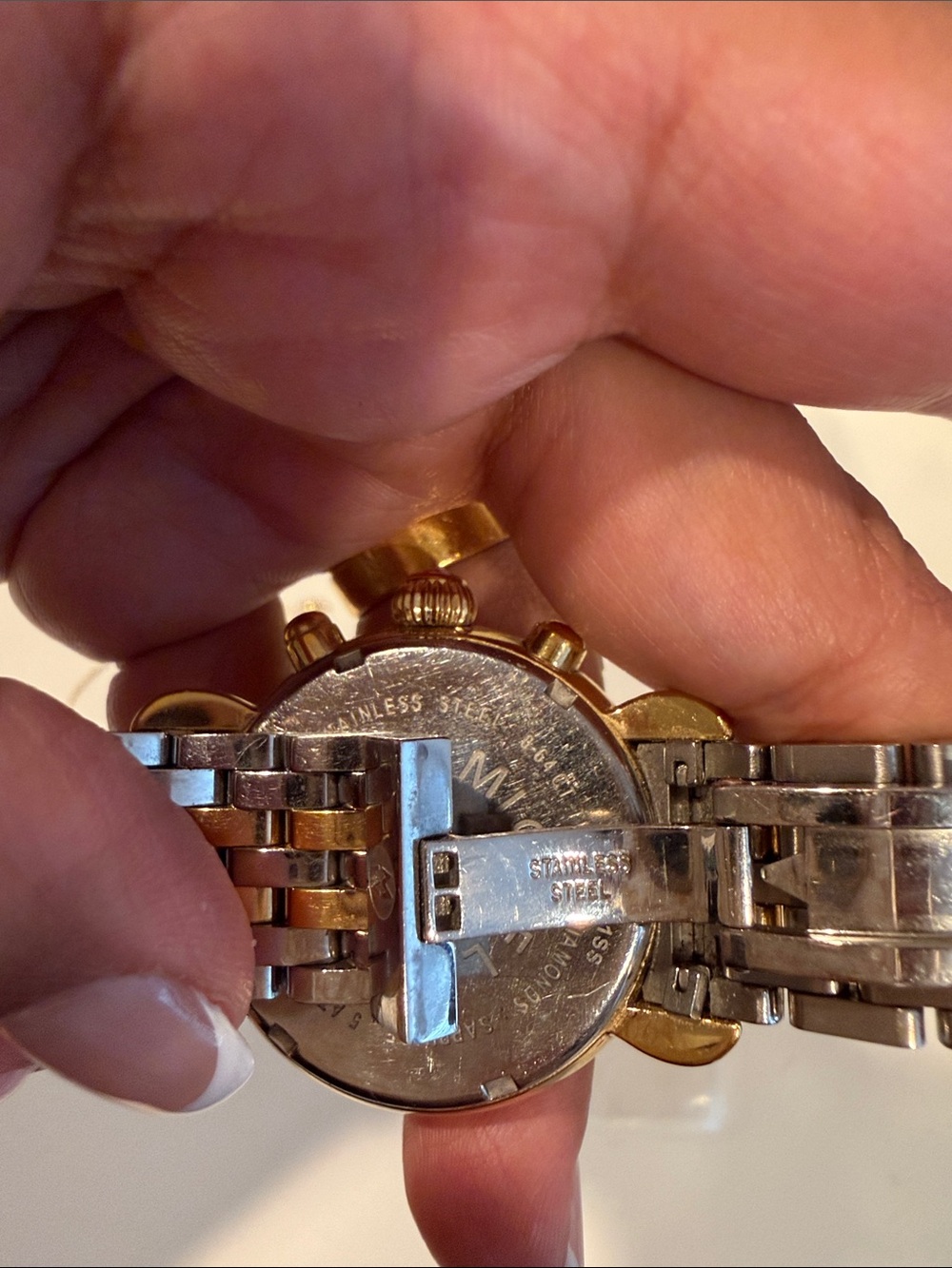 Michele watch Two-Tone Ladies Chronograph Watch - White Dial with diamonds - Picture 6 of 6